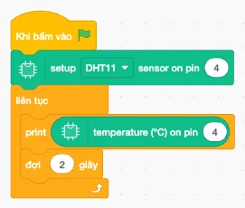 Chương trình V1: in nhiệt độ ra Monitor mỗi 2 giây